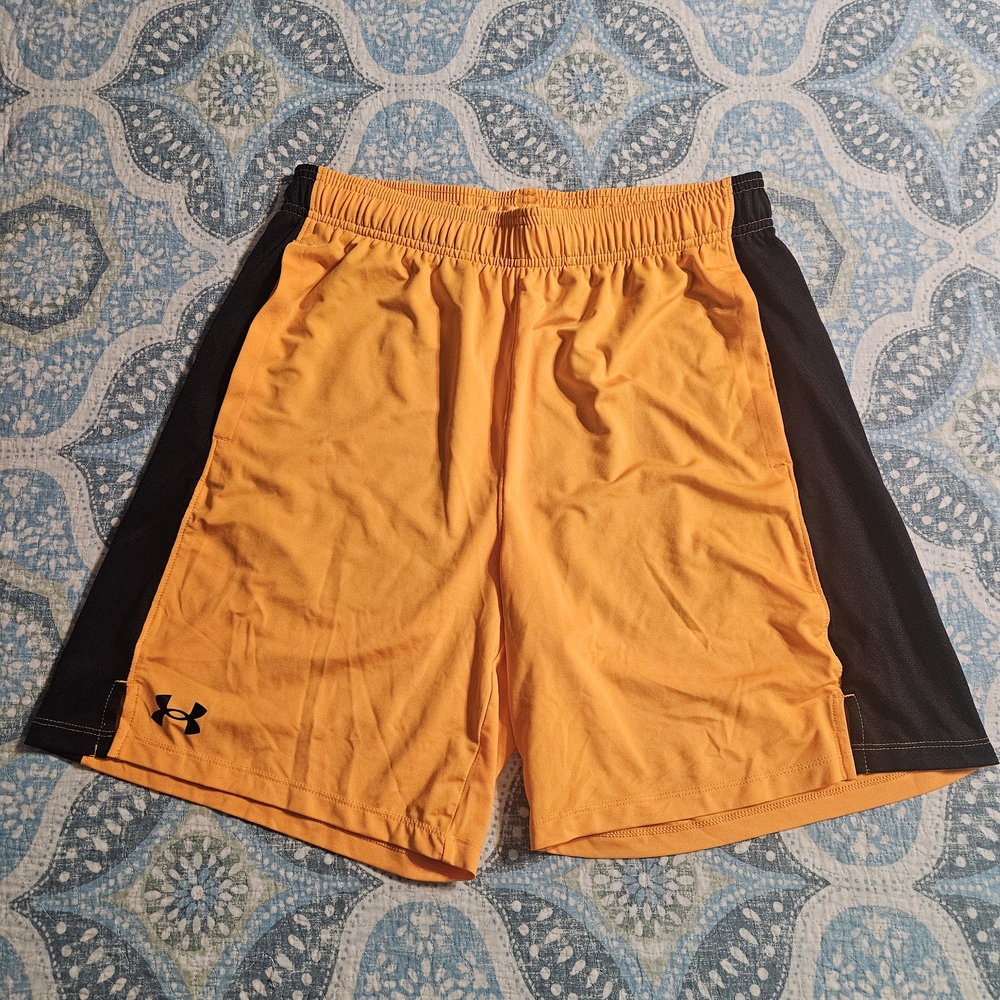 Under Armour Men's Vibrant Orange and Black Shorts